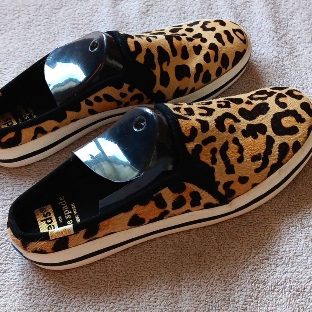 Kate Spade Leopard Print Sneakers with Black Trim